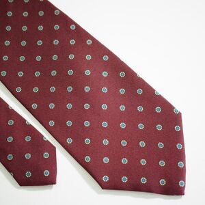 Van Heusen 417 Red Blue Floral Geometric‎ Print Short Silk Tie